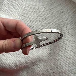 ALEX AND ANI Cross Metal Wrap Bangle Bracelet Vintage Sixty-Six NWT